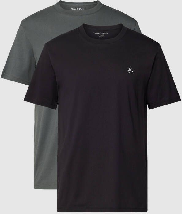 Marc O'Polo T-shirt met labelstitching in een set van 2 stuks