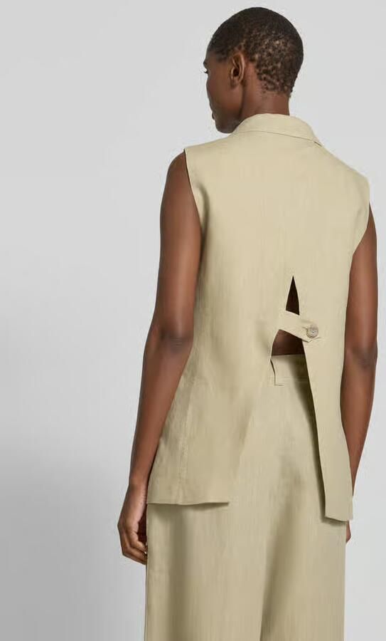 Marella Relaxed fit linnen gilet met paspelzakken model 'DRAMMA'