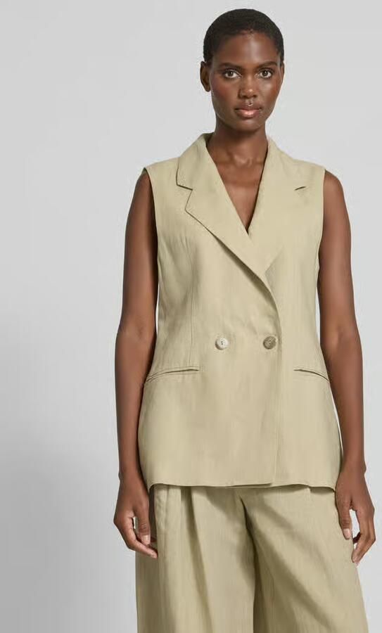 Marella Relaxed fit linnen gilet met paspelzakken model 'DRAMMA' - Foto 2