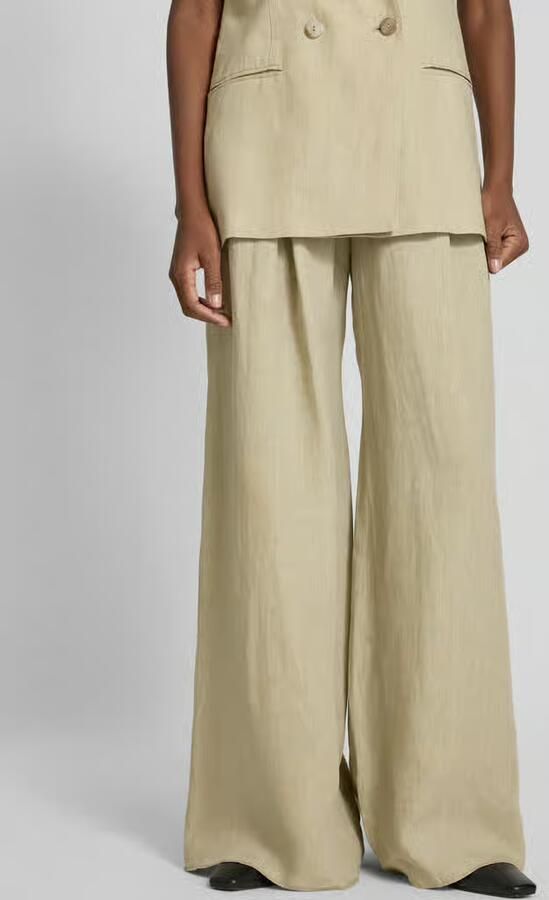 Marella Wide leg linnen broek met bandplooien model 'ZAMA' - Foto 2