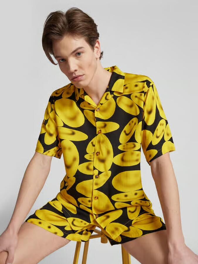MARKET Relaxed fit vrijetijdsoverhemd met 1 2-mouwen model 'SMILEY'