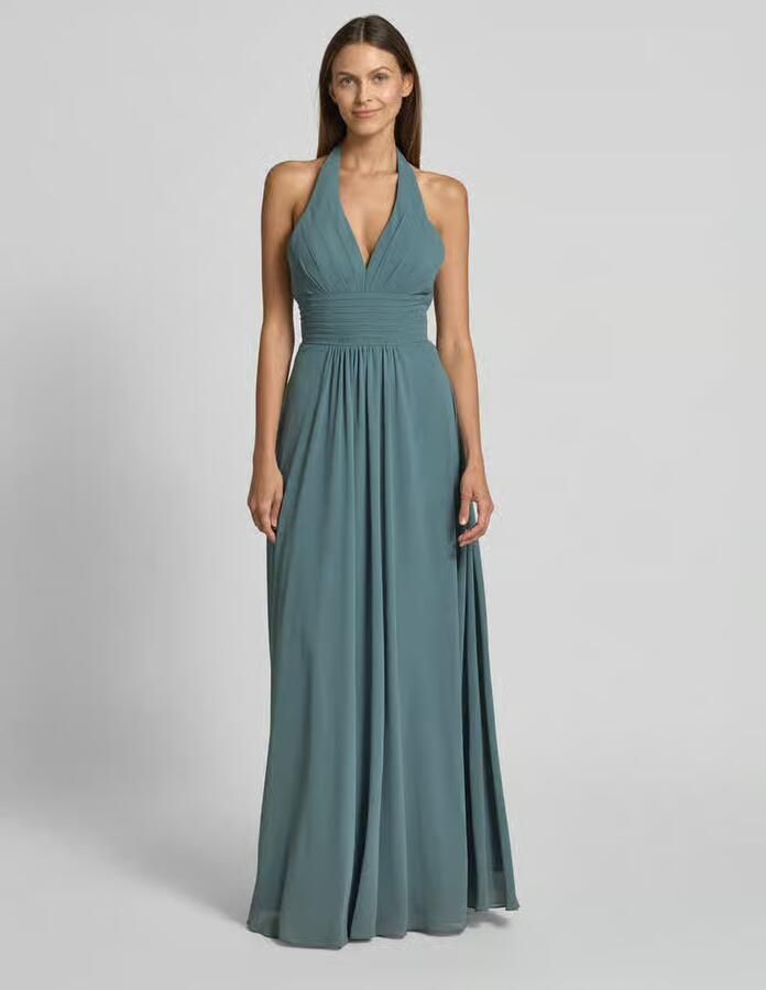 Mascara maxi-jurk met halter met V-hals - Foto 2
