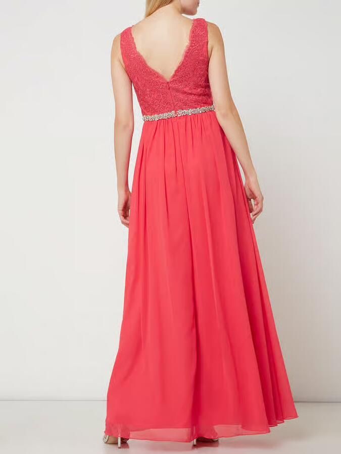 Mascara Avondjurk van chiffon met florale met siersteentjes - Foto 2