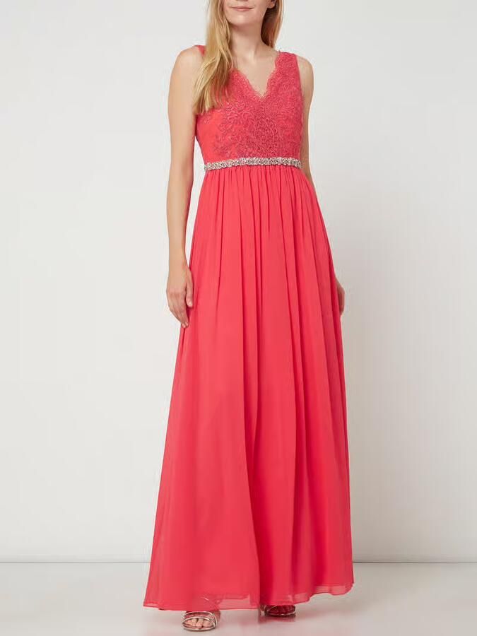 Mascara Avondjurk van chiffon met florale met siersteentjes - Foto 3