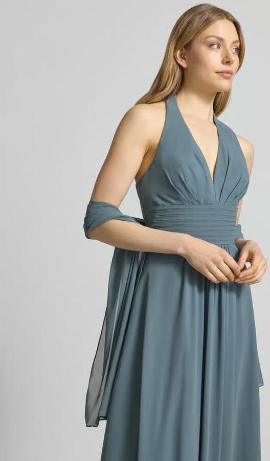 Mascara maxi-jurk met halter met V-hals - Foto 2