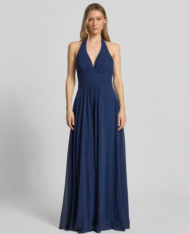 Mascara maxi-jurk met halter met V-hals - Foto 3