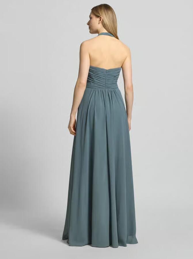 Mascara maxi-jurk met halter met V-hals - Foto 4