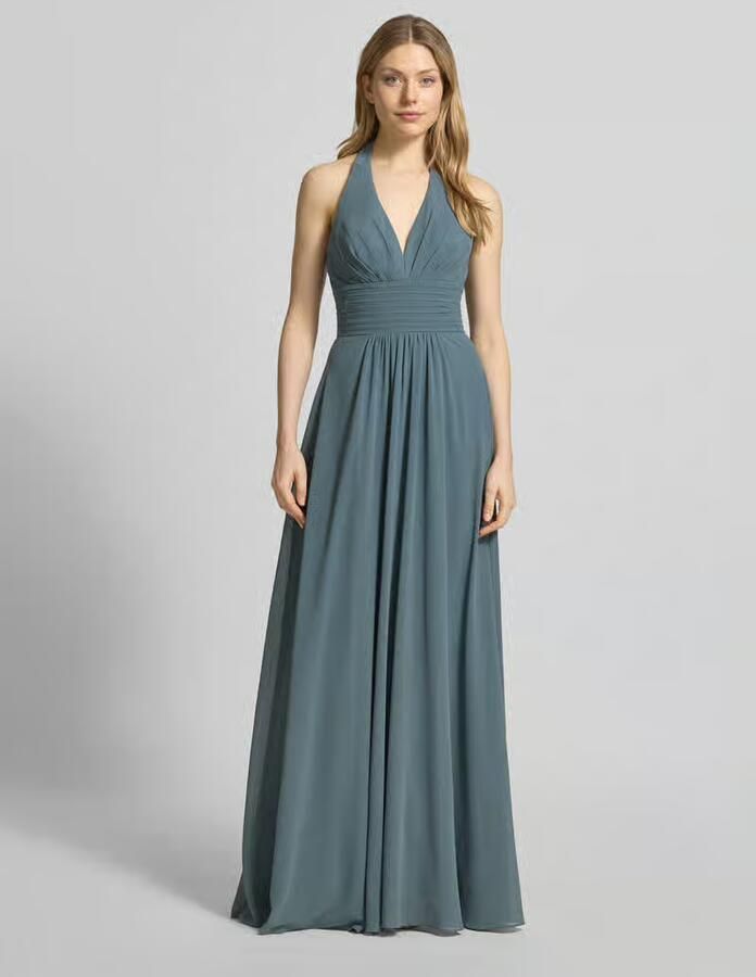 Mascara maxi-jurk met halter met V-hals - Foto 3