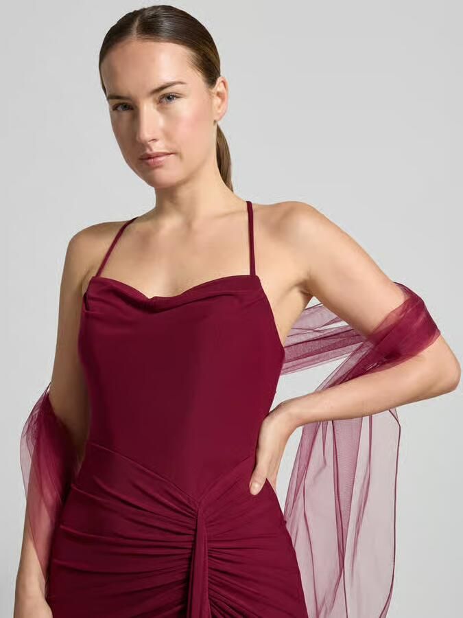 Mascara slim fit avondjurk met plooien - Foto 2