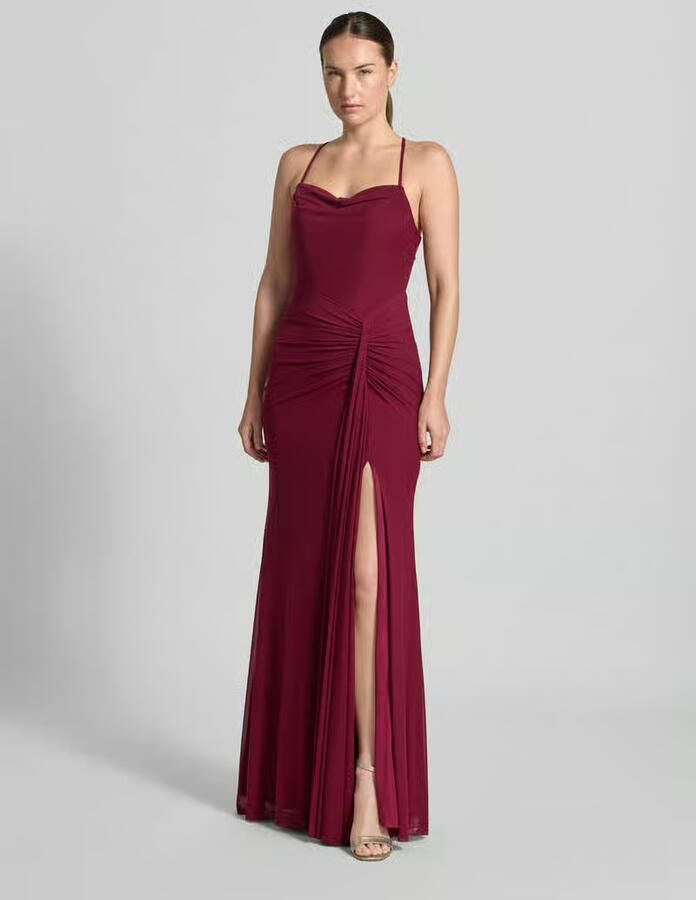 Mascara slim fit avondjurk met plooien - Foto 3