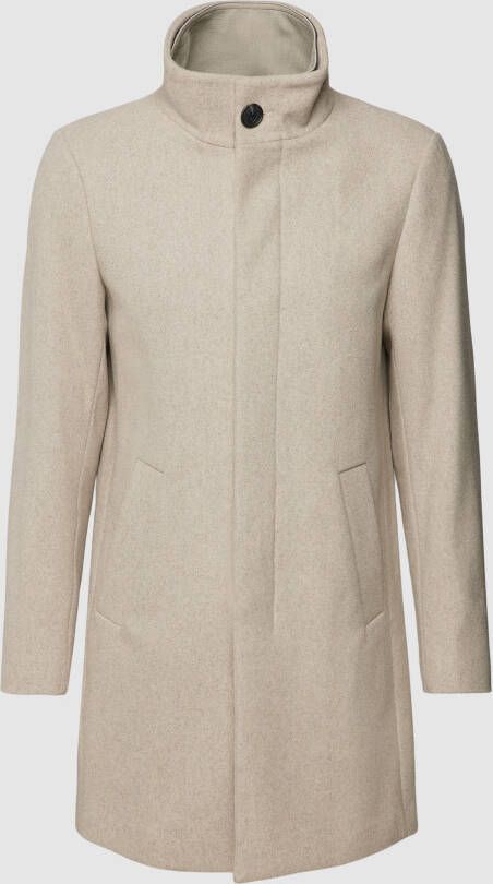 Matinique Lange jas met platte kraag model 'Harvey'