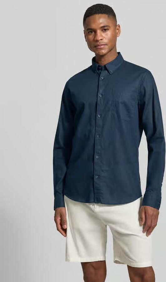 Matinique regular casual overhemd met linnen donkerblauw - Foto 9