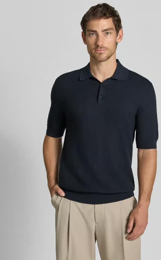 Matinique regular polo met ingebreid patroon donkerblauw - Foto 6
