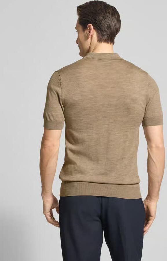 Matinique regular polo met wol fijn gebreid lichtbruin - Foto 4