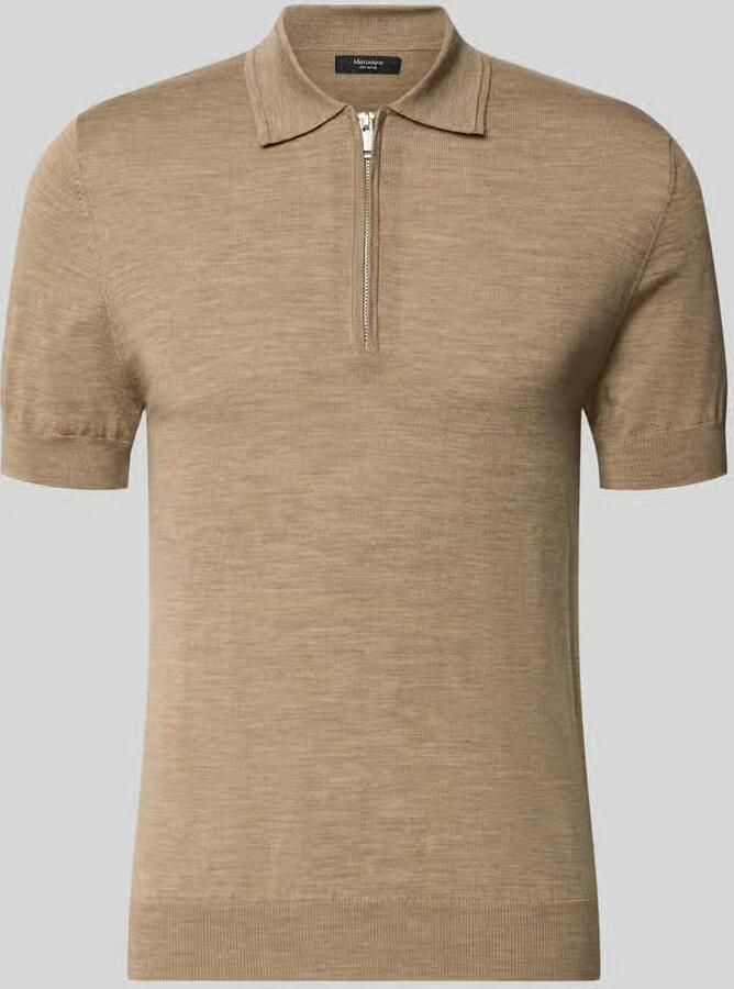 Matinique Slim fit poloshirt van zuivere wol