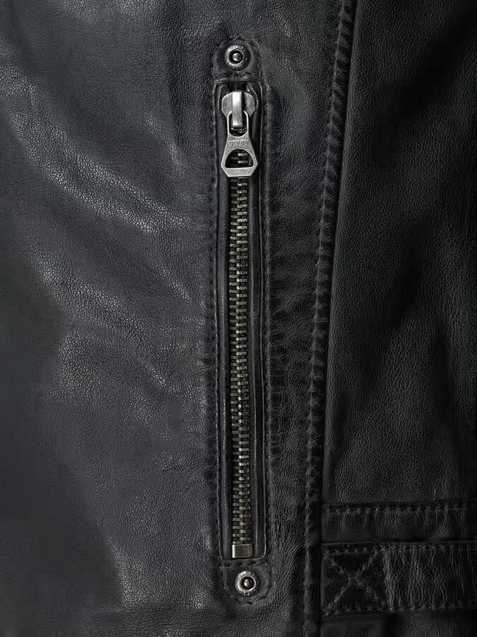 Gipsy Regular fit leren jack met afneembare capuchon model 'Rylo'