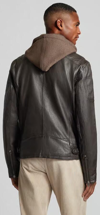 Gipsy Regular fit leren jack met afneembare capuchon model 'Rylo' - Foto 3