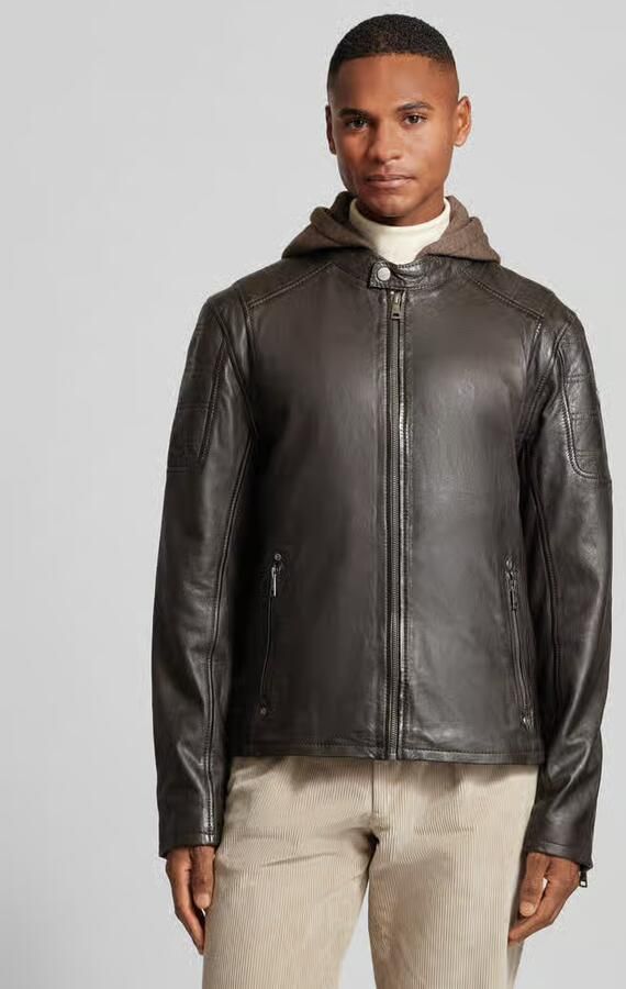 Gipsy Regular fit leren jack met afneembare capuchon model 'Rylo' - Foto 2