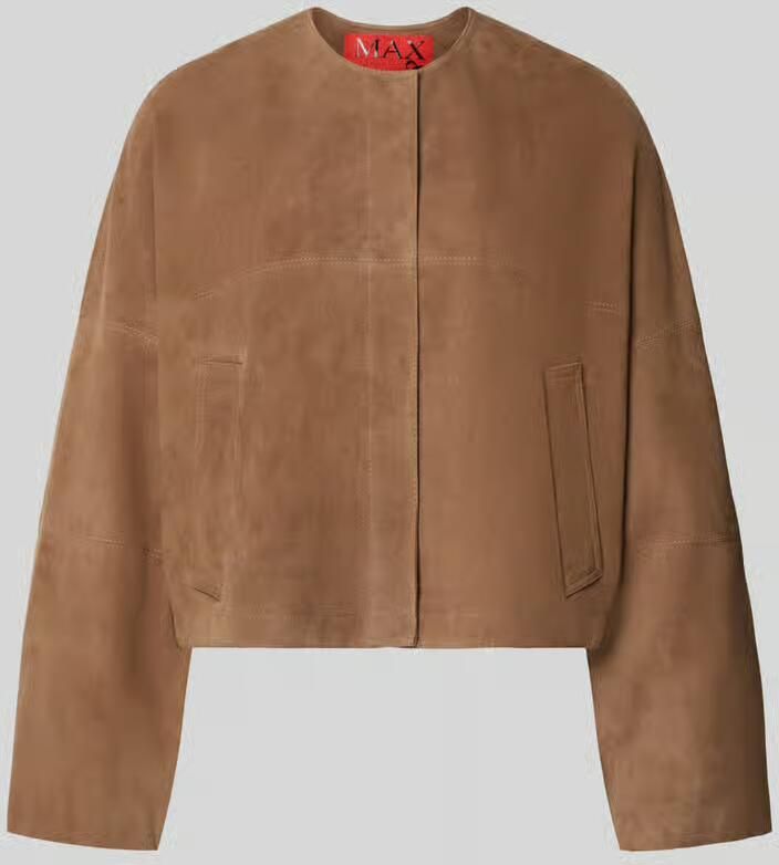 MAX&Co. Regular fit leren jack met drukknoopsluiting model 'CURVA'