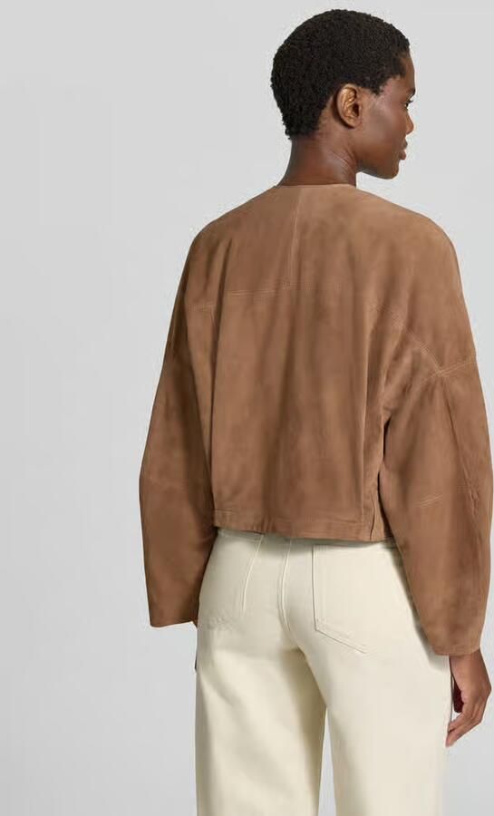 MAX&Co. Regular fit leren jack met drukknoopsluiting model 'CURVA'