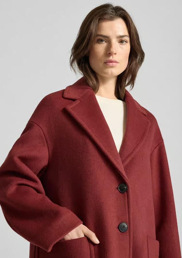 MAX&Co. Relaxed fit lange wollen jas met reverskraag model 'TAROCCO'