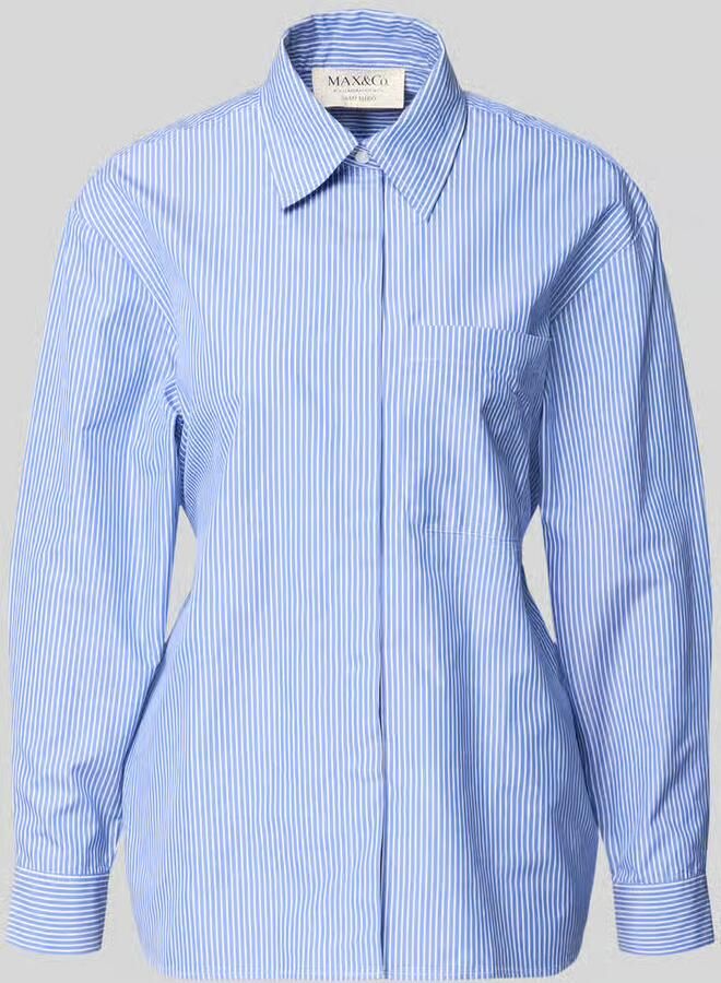 MAX&Co. shaped fit blouse met lange mouwen van puur katoen model 'LEBBRO' - Foto 2