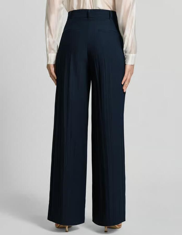 MAX&Co. Wide leg stoffen broek met riemlusjes - Foto 1