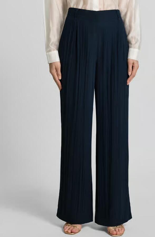 MAX&Co. Wide leg stoffen broek met riemlusjes - Foto 3