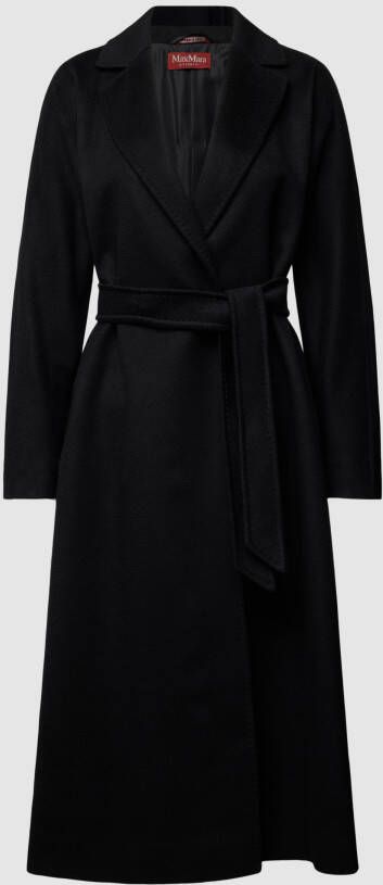 Max Mara Studio Lange jas van wol met strikceintuur model 'PRATER'