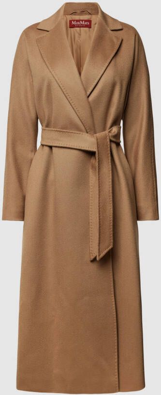 Max Mara Studio Lange jas van wol met strikceintuur model 'PRATER'