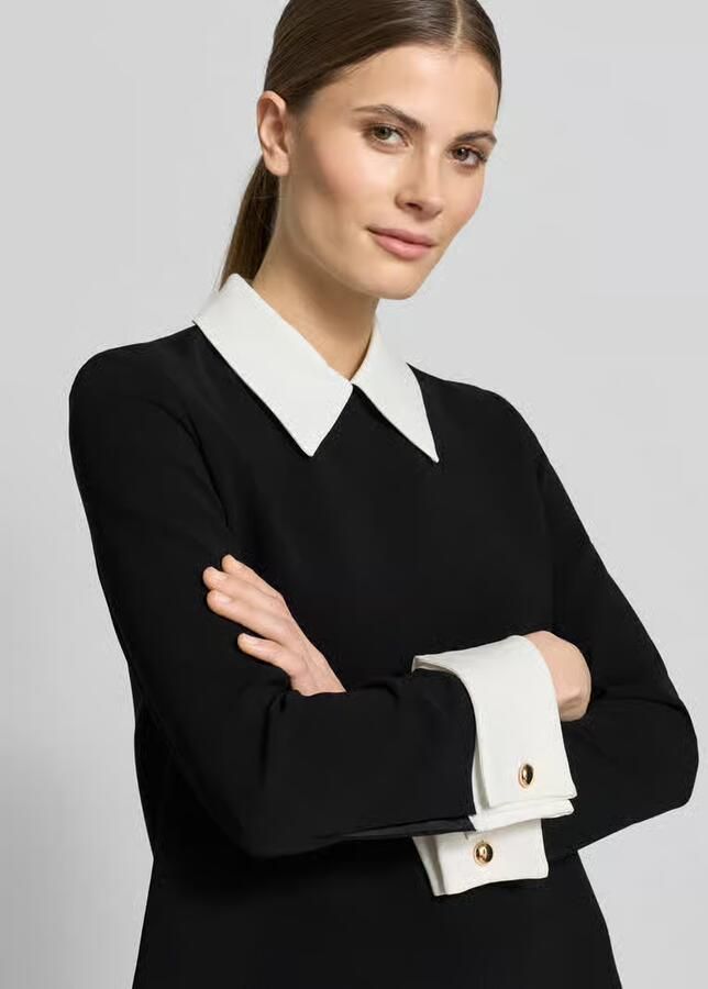 Max Mara Studio Getailleerde Cocktailjurk met Contrast manchetten Model 'BRAVO'
