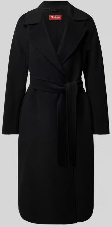Max Mara Studio Lange jas van scheerwol met strikceintuur model 'CLES' - Foto 2