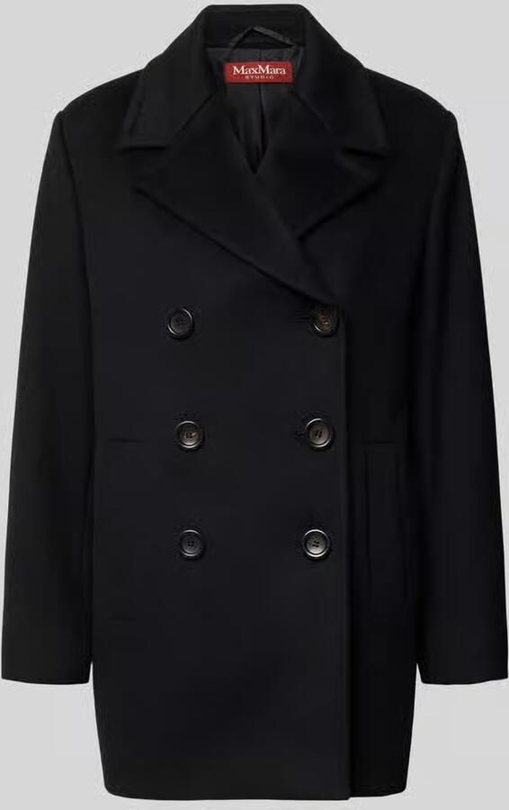 Max Mara Studio lange wollen jas met dubbele knoopsluiting model 'MAGENTA'