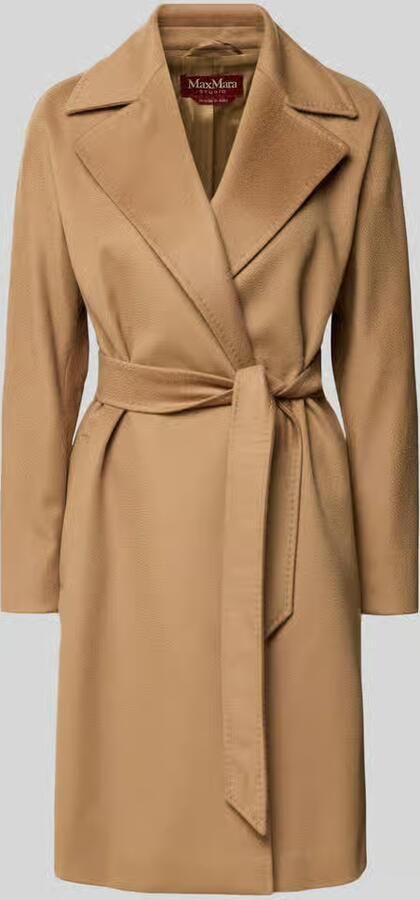 Max Mara Studio lange wollen jas met strikceintuur