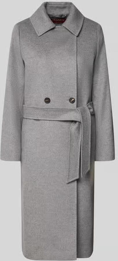 Max Mara Studio lange wollen jas met strikceintuur model 'BCOLLAG'