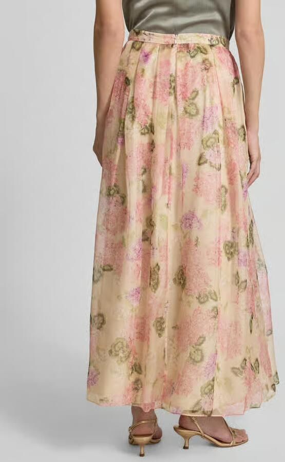 Max Mara Elegante Ivoor Bloemen Lange Rok Multicolor Dames