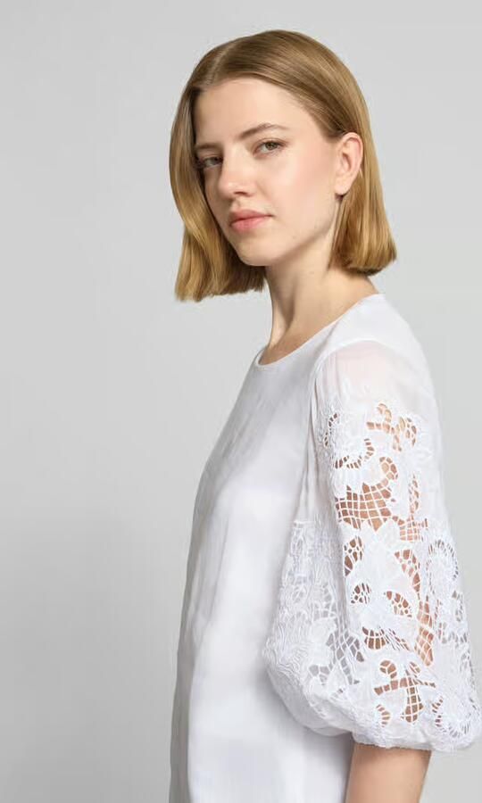 Max Mara Studio regular fit blouse met broderie model 'ORDINE'