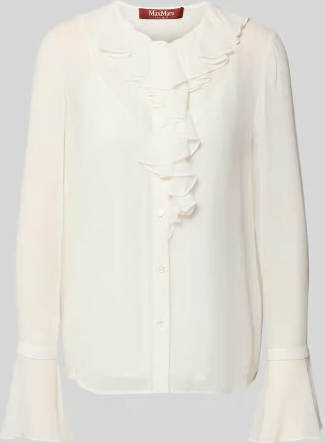 Max Mara Studio Regular fit blouse met lange mouwen van pure zijde
