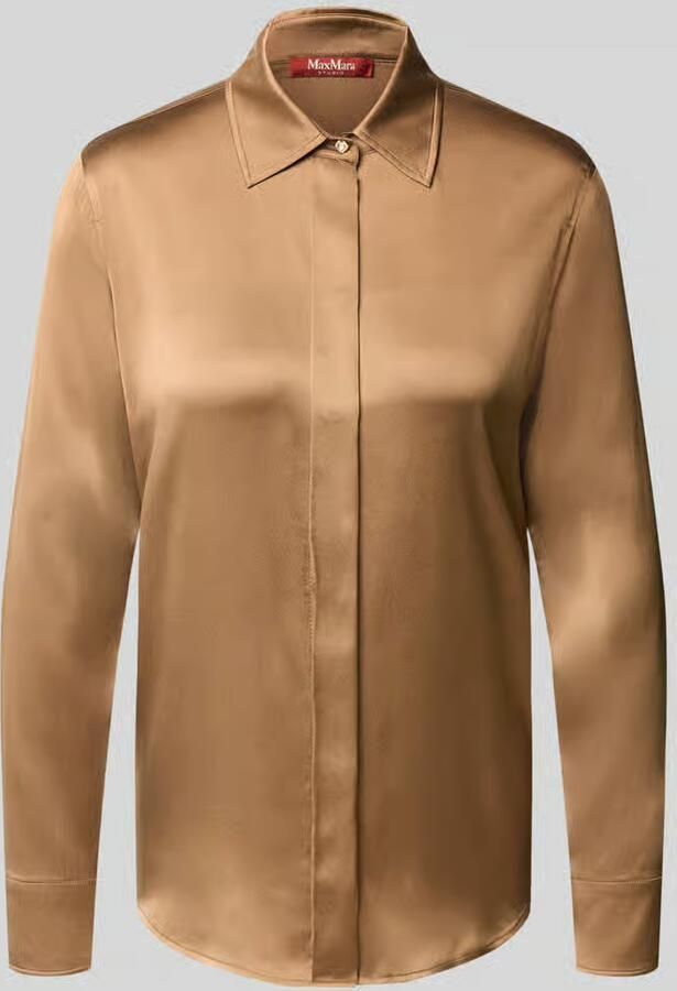 Max Mara Studio Regular fit blouse met lange mouwen van zijdemix model 'XERO'
