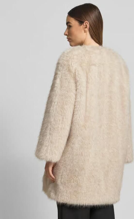 Max Mara Studio Regular fit lange jas van imitatiebont met viscose model 'EROS'