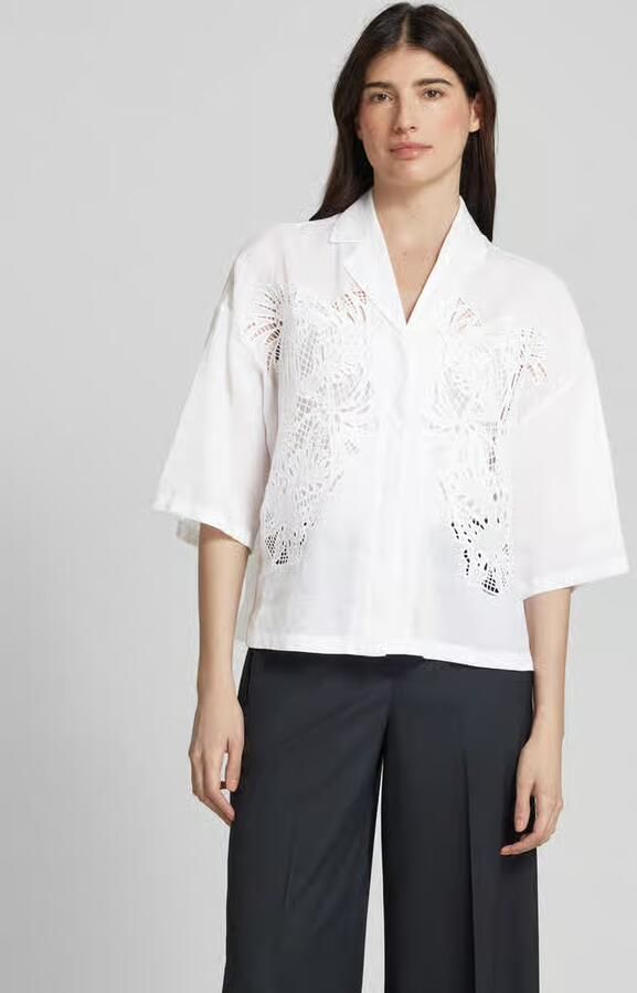 Max Mara Studio Regular fit overhemdblouse met broderie anglaise model 'LEGNO' - Foto 3