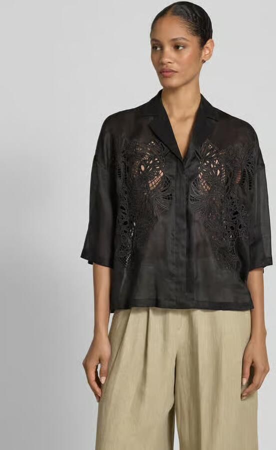 Max Mara Studio Regular fit overhemdblouse met broderie anglaise model 'LEGNO' - Foto 2