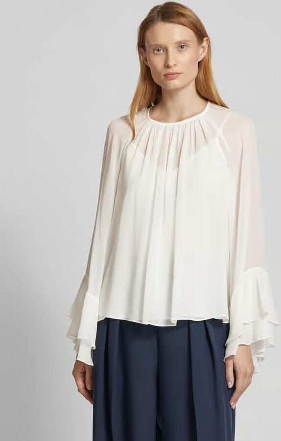Max Mara Studio Regular fit zijden blouse met plooien model 'ZEO' - Foto 5