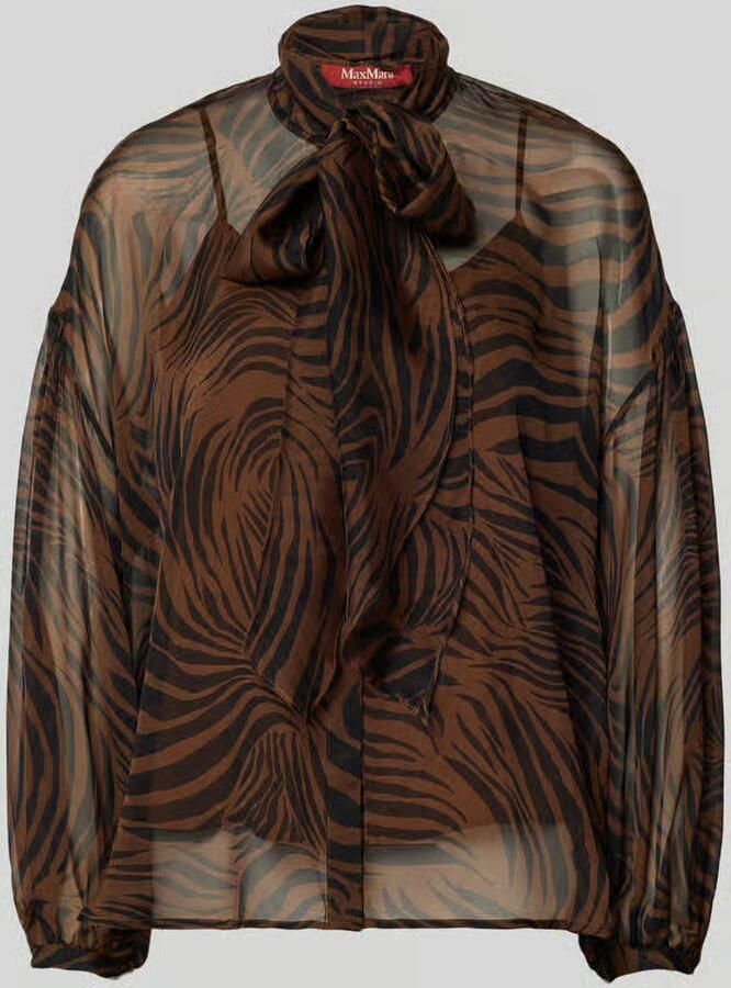 Max Mara Studio relaxed fit zijden blouse met strik model 'BALLATA' - Foto 2