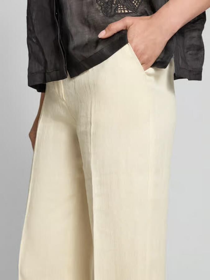 Max Mara Studio Straight leg linnen broek met persplooien model 'CORDOVA' - Foto 2