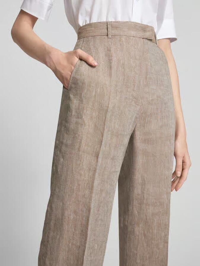Max Mara Studio Straight leg linnen broek met persplooien model 'SATIRA' - Foto 2