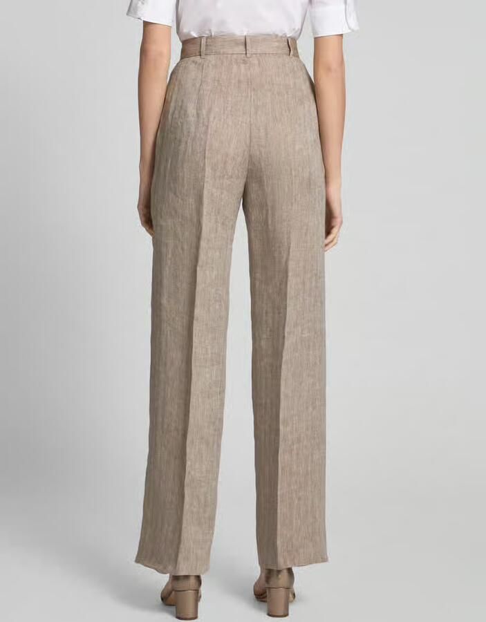 Max Mara Studio Straight leg linnen broek met persplooien model 'SATIRA' - Foto 2