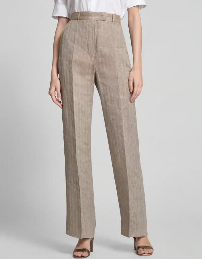 Max Mara Studio Straight leg linnen broek met persplooien model 'SATIRA' - Foto 3