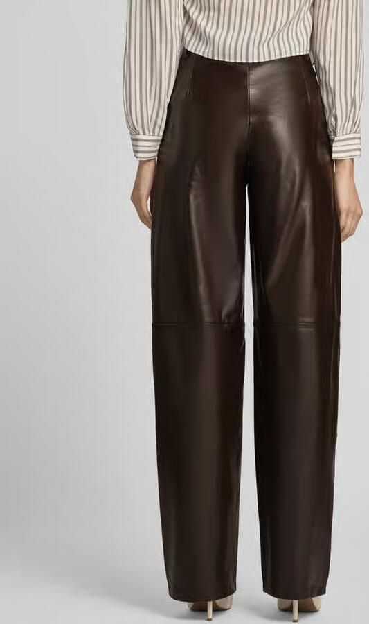 Max Mara Studio tapered fit leren broek van echt lamsleer - Foto 3