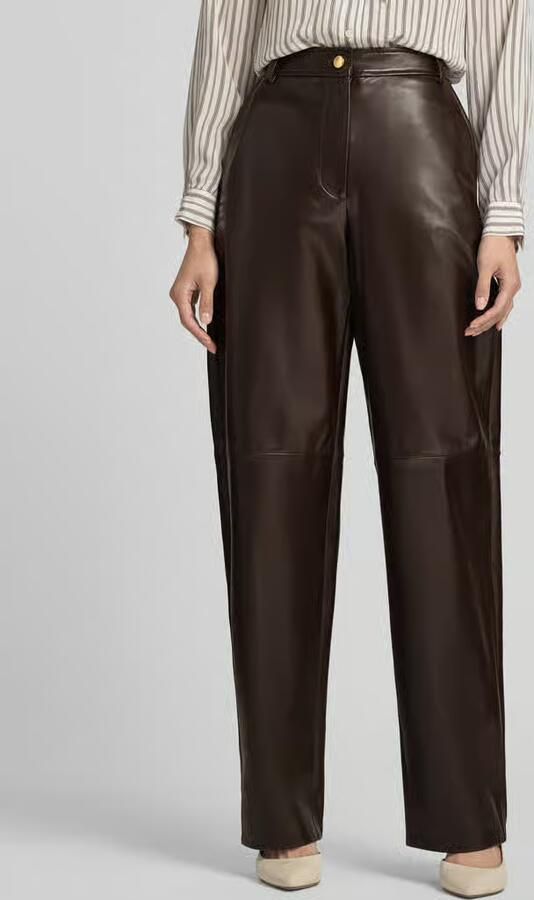 Max Mara Studio tapered fit leren broek van echt lamsleer - Foto 2